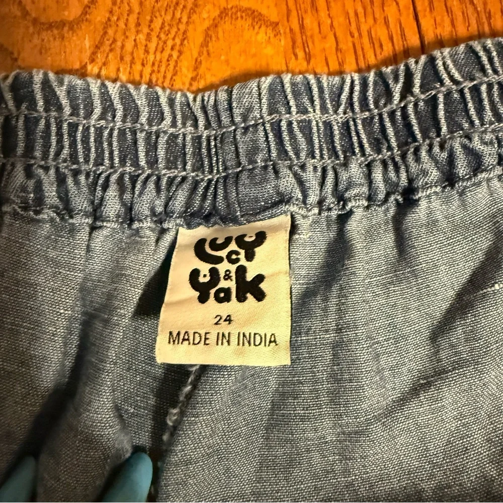 Lucy & Yak Rumi Cargo Denim Balloon Pants UK 24 or US 20 Elastic Waist Pull-on - Picture 8 of 15